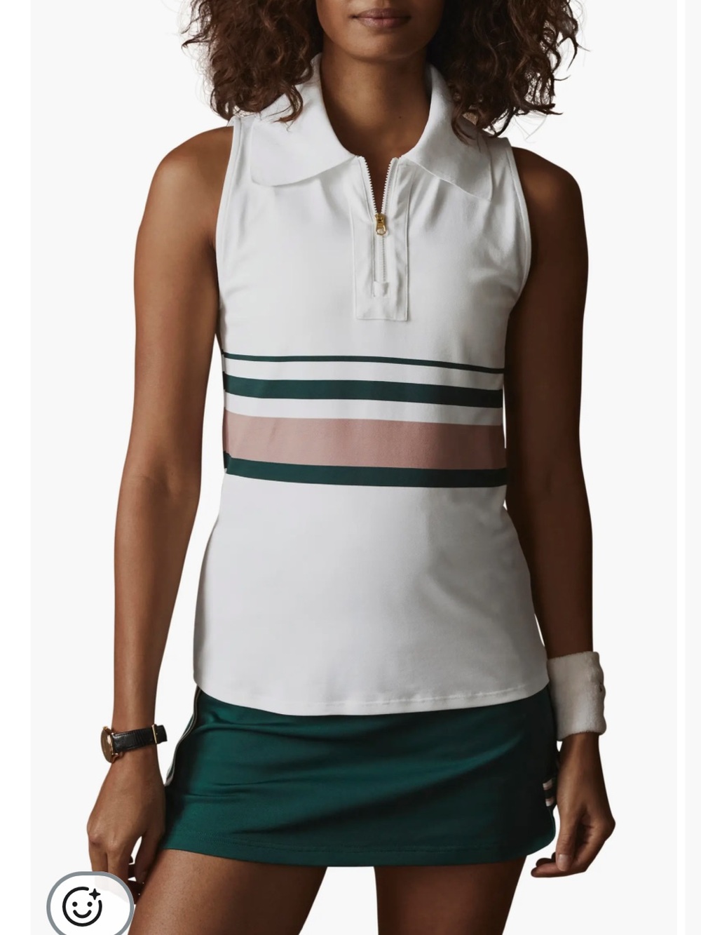 New with tags Varley Darnell Stripe Sleeveless Performance Piqué Polo